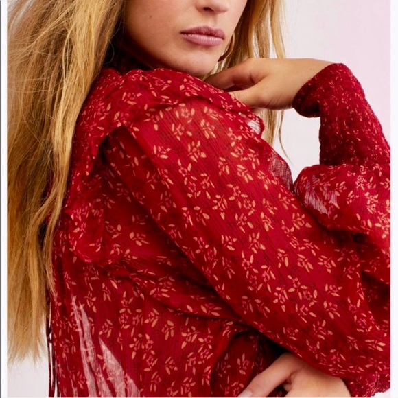 🌺🎉HP🎉🌺 NWT Free People Roma Ruffled Blouse - Picture 3 of 14
